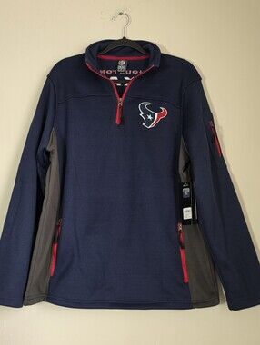 New Men's NFL Houston Texans Navy Quarter-Zip Fleece Pullover size Medium